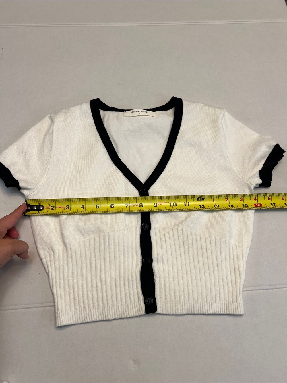 Commense Cream Knit Two-Piece Skirt Set with Black Trim - Picture 5 of 14